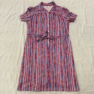 Vintage Button Front Striped Dress